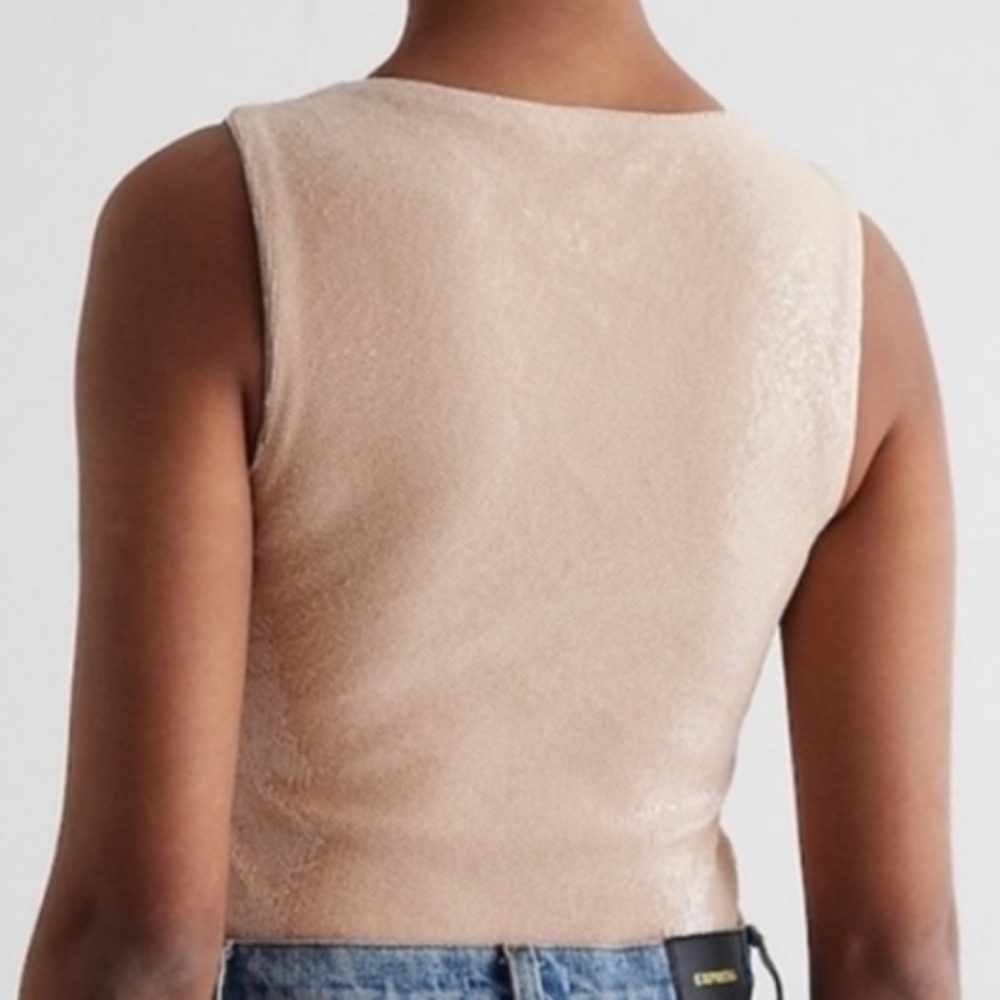 Express‎ Elevated Cream Sequin Sleeveless Crew Ne… - image 14